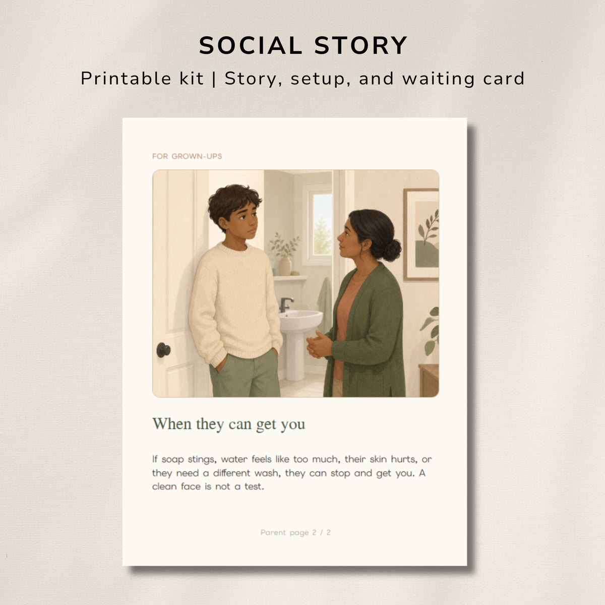 Washing My Face Social Story – Printable Hygiene Visual