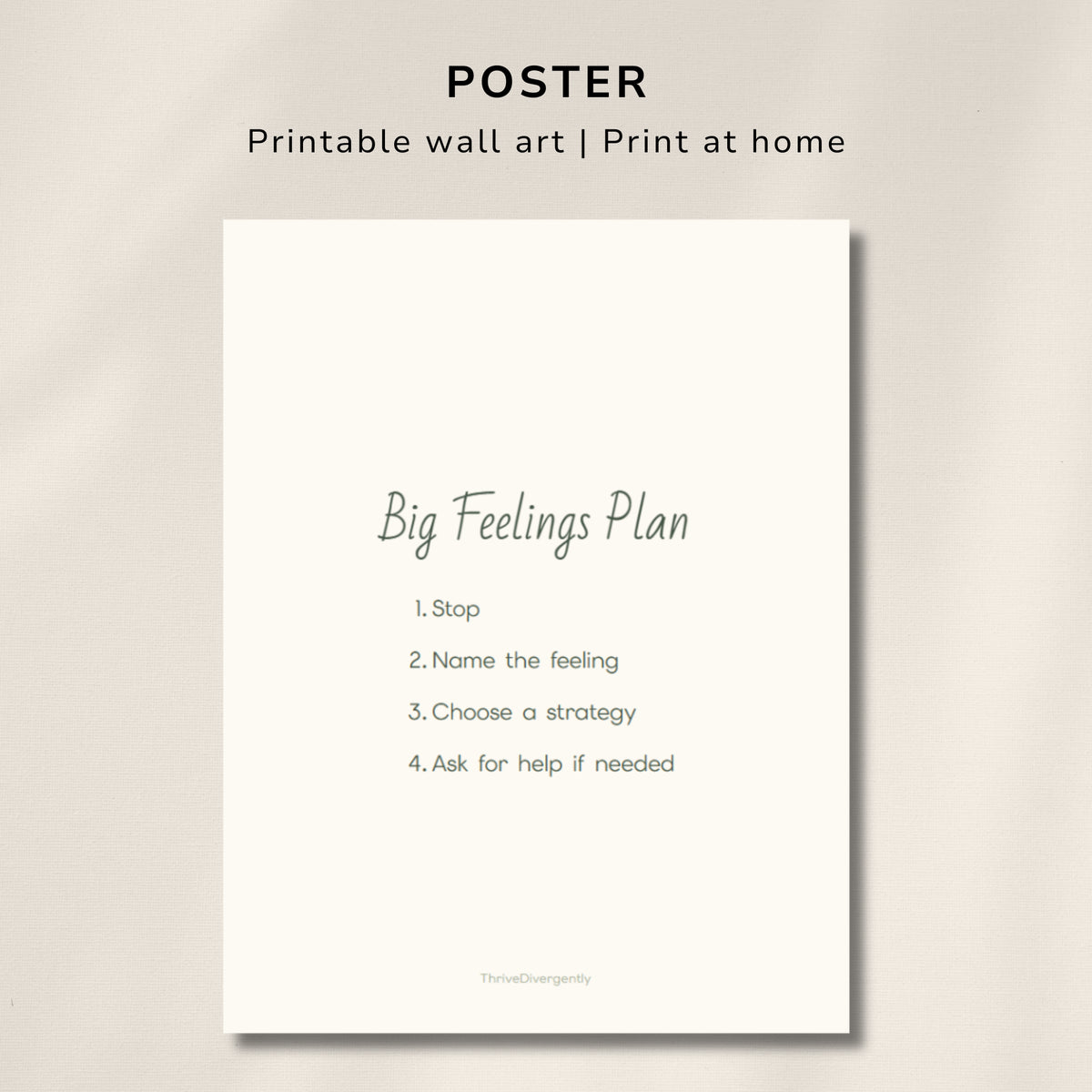 Big Feelings Calm Down Plan for Kids – Printable Visual