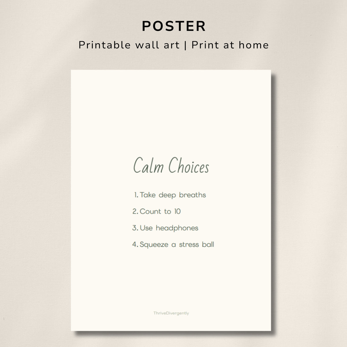 Calm Down Choices for Kids – Printable Coping Strategies